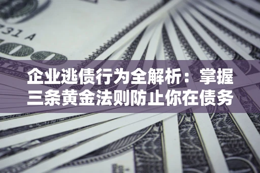 济南企业逃债行为全解析：掌握三条黄金法则防止你在债务乱局中“踩雷”